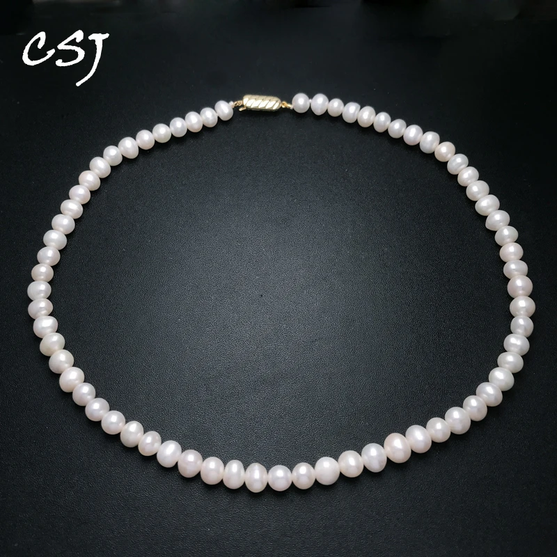 Naturalny naszyjnik z pereł słodkowodnych z żółtego złota dla kobiet Lady Choker Fashion Pretty Wedding Party Gift