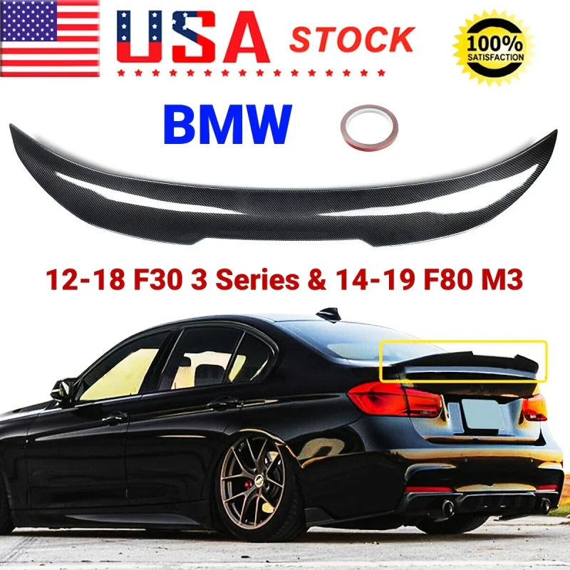 

High Kick Wing Lip Rear Trunk Spoiler for 2012-2018 BMW F30 3 Series & 2014-2019 F80 M3 Sedan PSM Style Duckbill carbon fiber