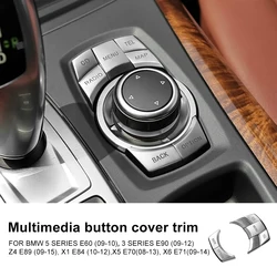 For BMW 3 5 Series X1 X5 X6 E60 E90 Z4 E89 E84 E70 E71 ABS Car Multimedia Buttons Covers Sticker Auto Accessories