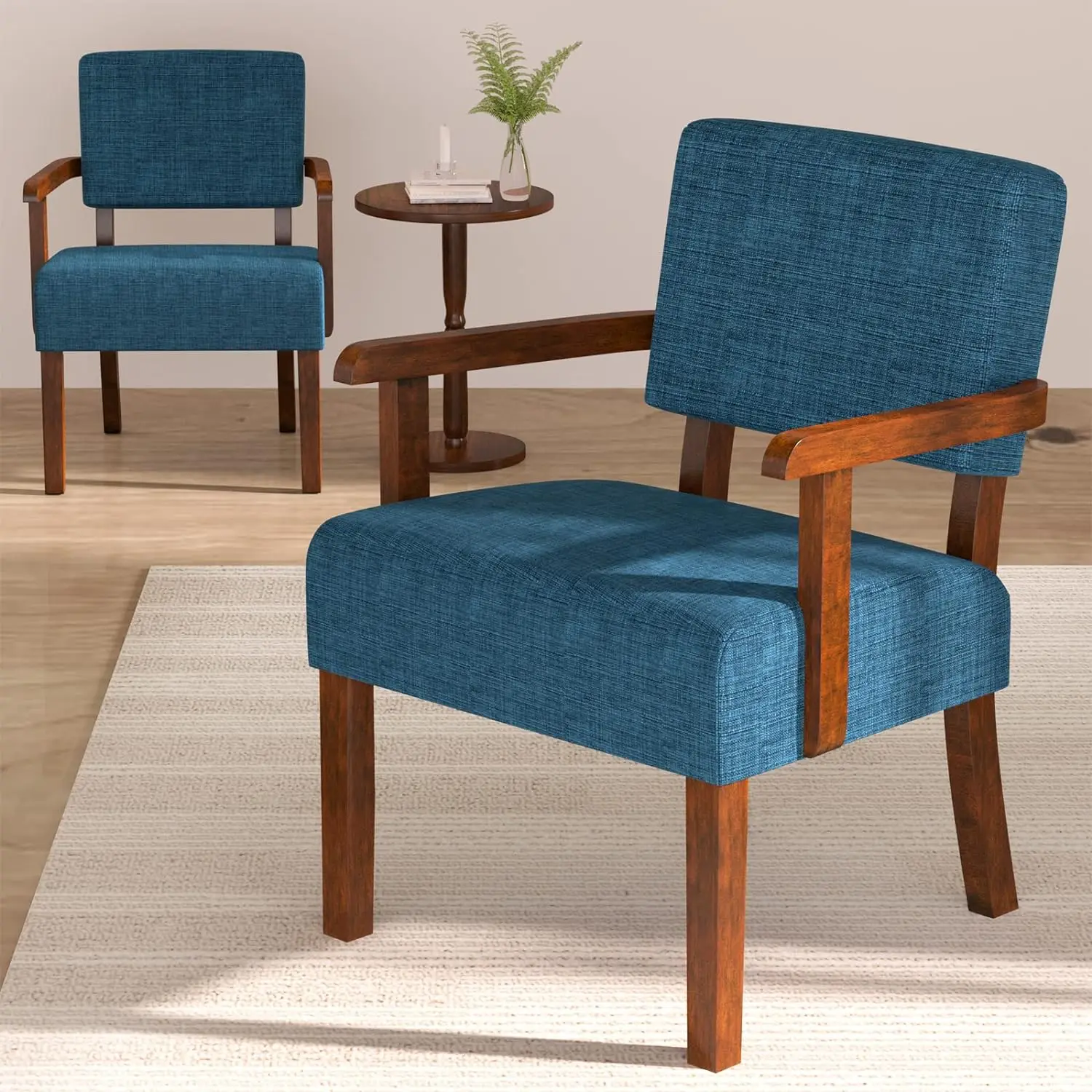 

Accent Chair Set of 2 with Table, Living Room Chairs with Soft Seat and Armrests for Living Room Bedroom Reading Room Waiting