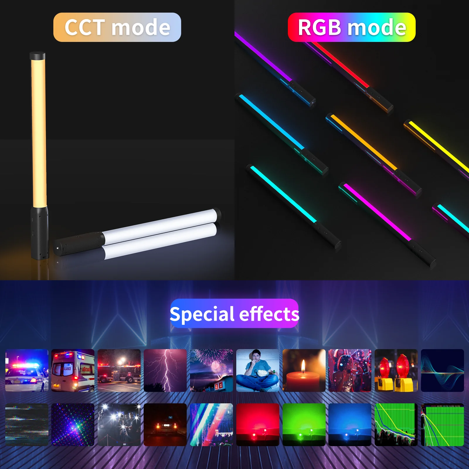 Ulanzi VL119 Colorful Led Stick Light Lamp Handheld RGB Tube Light Wand For Studio Game Room Video Movie Vlog Tiktok Photography