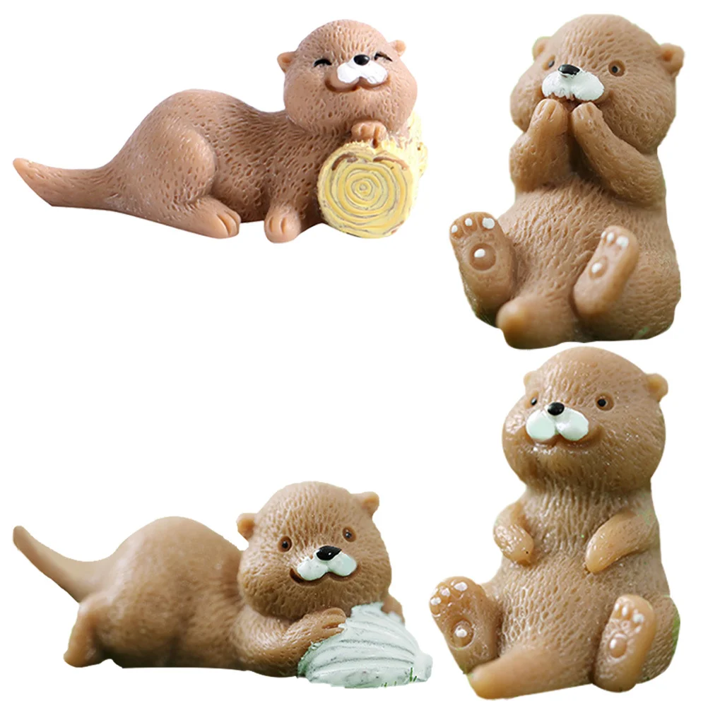 

4pcs Landscape Otter Decor For Home Garden Mini Otter Car Diy Craft Display Collection Gift