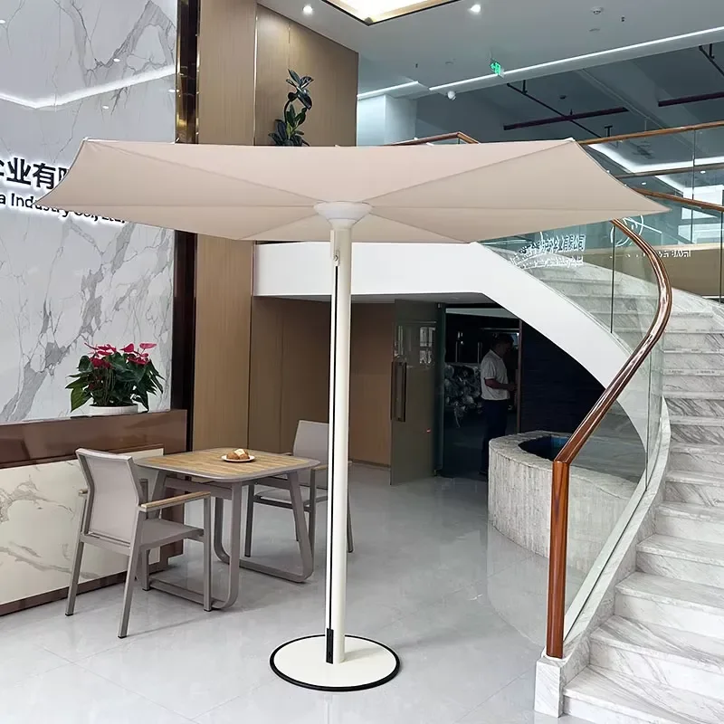 New Design Exhibition Modern Aluminum Retractable Umbrella Floor Lamp Pergola Light Waterproof Hotel Courtyard