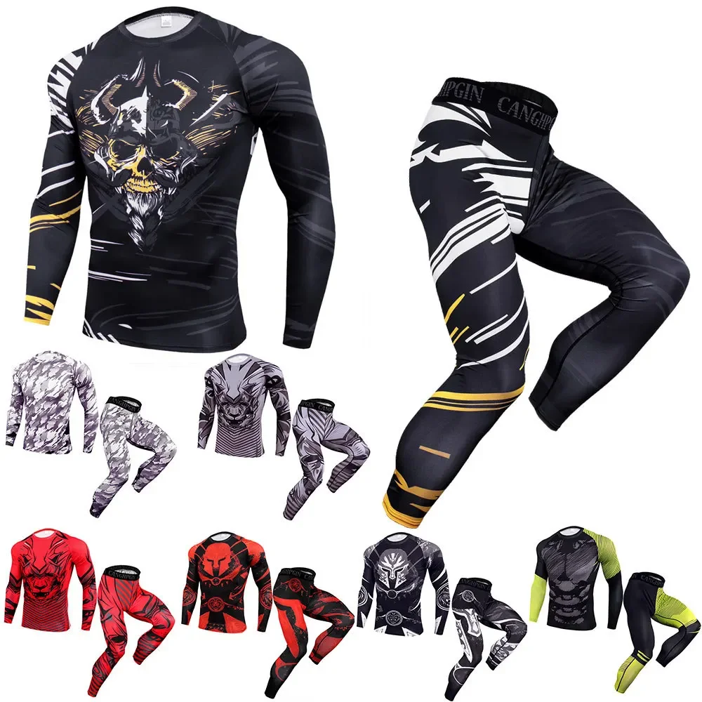 

Men Compression Shirt Leggings Pants Suits Quick Dry Sports Gym Training Sportswear Fitness Workout Tracksuits Running Set