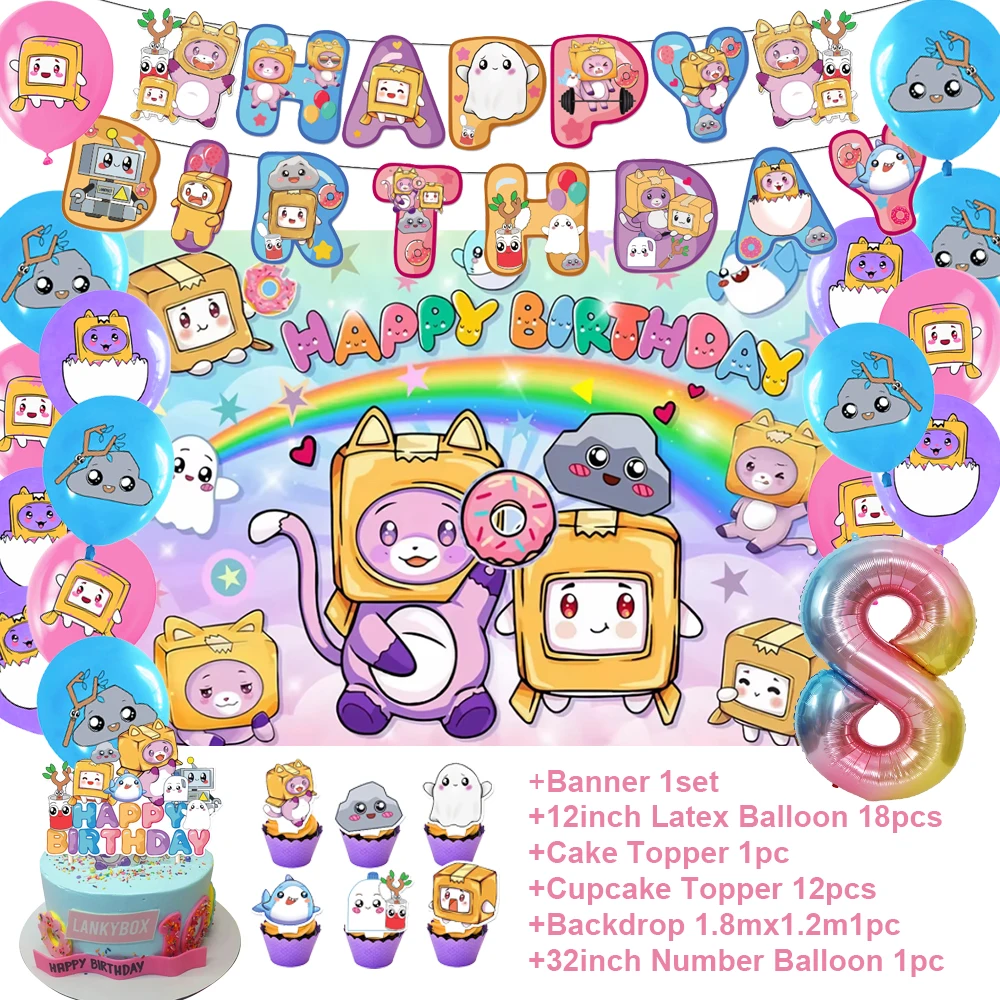 Cartoon Lankyboxs Birthday Party Decoration Banner Balloon B