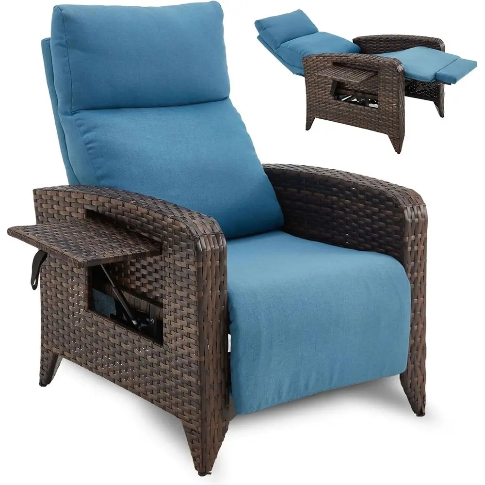 Upgraded Outdoor Recliner Chair, Reclining Patio Chairs with Adjustable Back up to 150°Lay lat and Extended ootrest, Wicker Recl