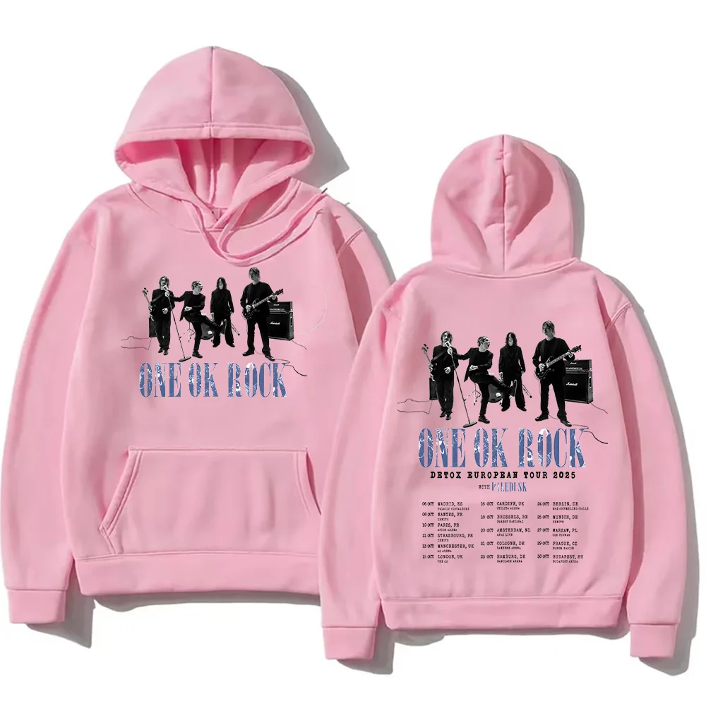 One Ok Rock Band Hip Hop Band هوديس ONE OK ROCK Detox Europban Tour بلوزات الخريف الرجال النساء الجانبين Funko Pop ملابس الشارع
