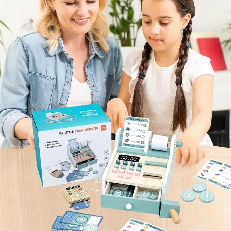 

Pretend Play Calculator Cash Register Children Playset Boys Girls Role Play Equipment Supermarket Shopping Scene for Imagination