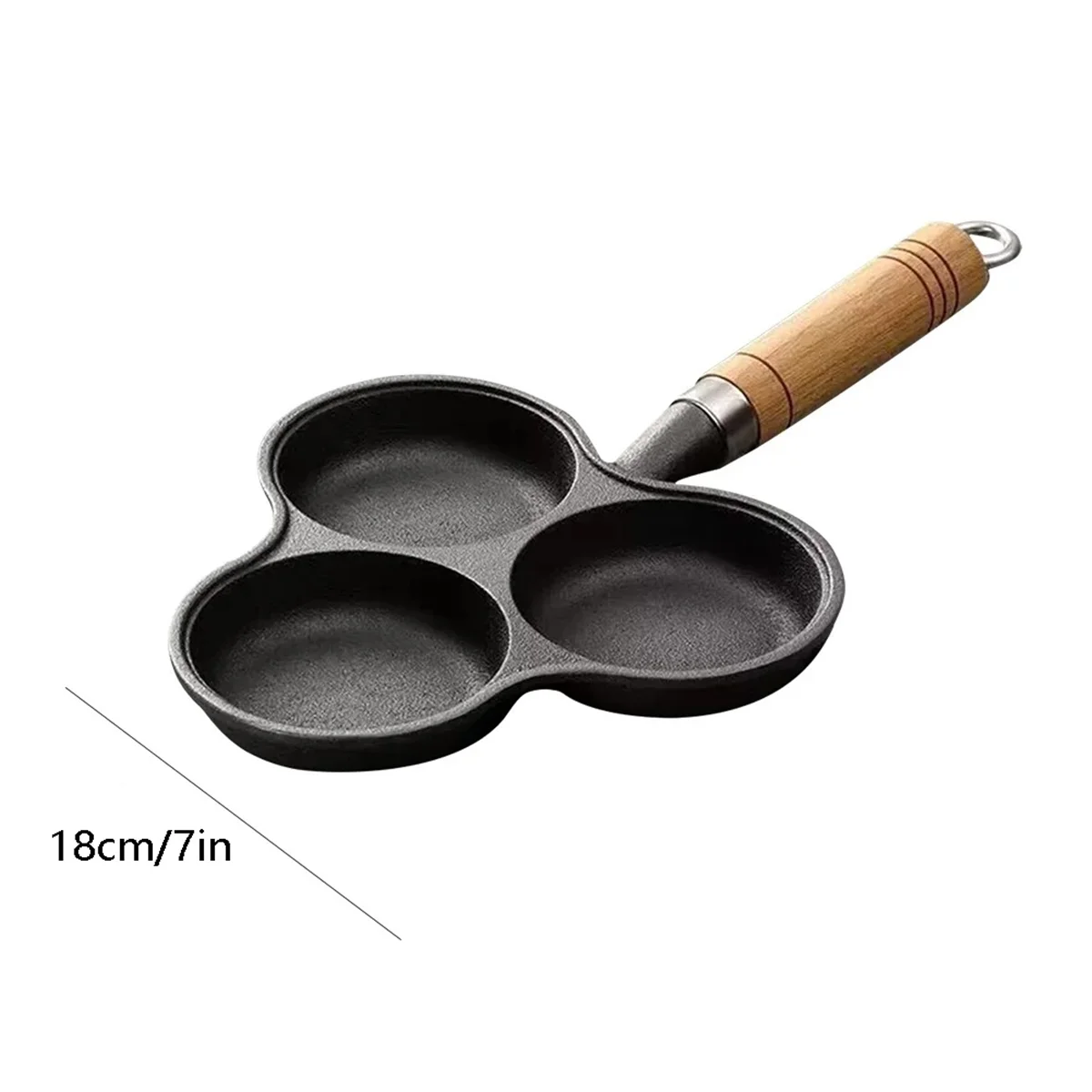

A96Q-3 Hole Cast Iron Omelet Pan Non-Stick Cooking Egg Ham Pan Breakfast Grill Cooking Pot Egg Frying Pan Pancake Pan