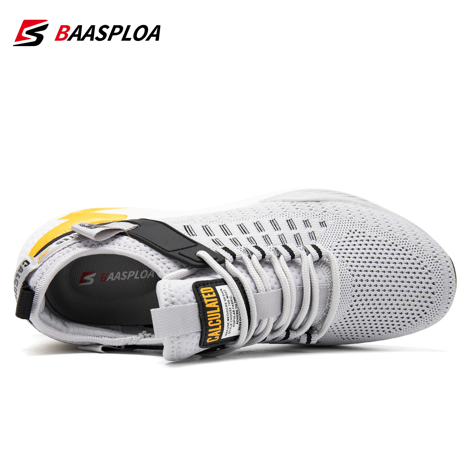 

Baasploa Men Running Shoes Fashion New Mesh Breathable Sport Shoes Male Comfort Lightweight Walking Shoes Non-Slip Cushioning