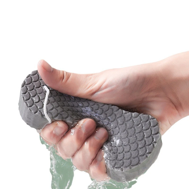 Esponja de baño 3D, Color aleatorio, escamas de pescado, barro y cenizas, esponja de baño exfoliante, agradable para la piel, guantes exfoliantes