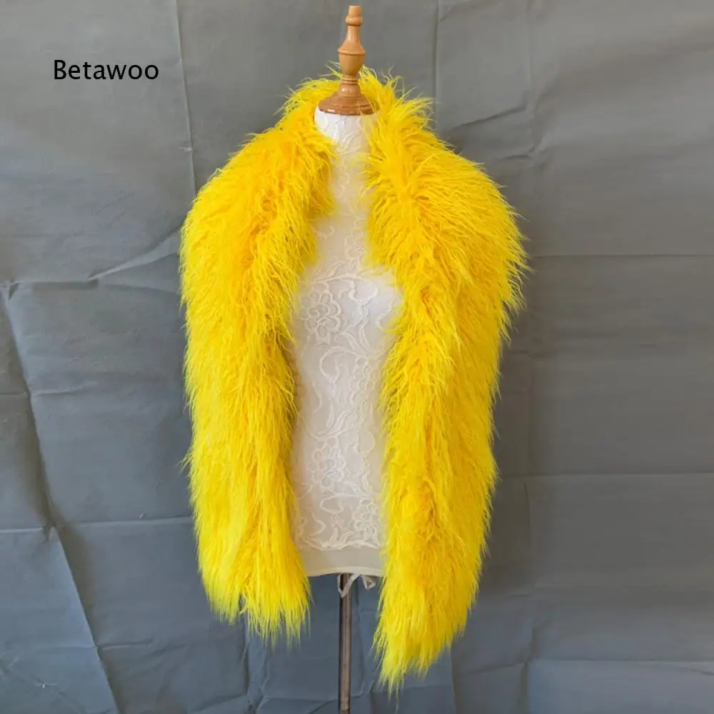 Fluffy Shaggy Faux Fur Shawl Wrap Scarf Vibrant Tone Accessory For Dress Matching Club Outfits Costume Styling And Photo Shoots