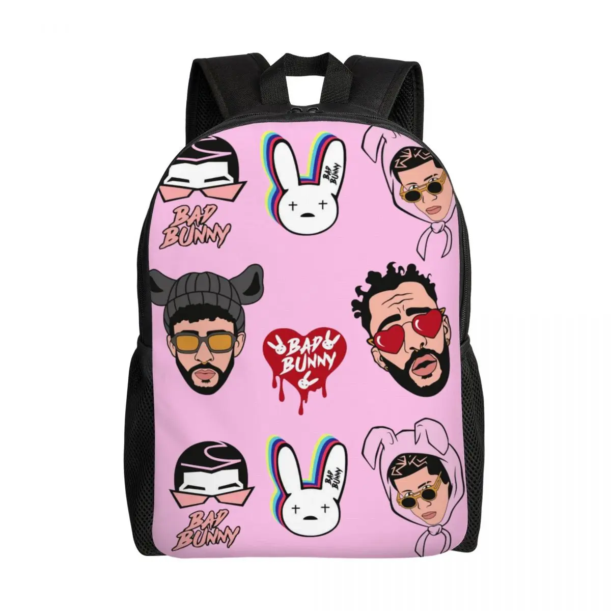 

Рюкзаки с кроликом Heart Bad B-Bunny на заказ для девочек и мальчиков, школьные дорожные сумки для колледжа, мужские и женские сумки для книг, подходят для 15-дюймового ноутбука