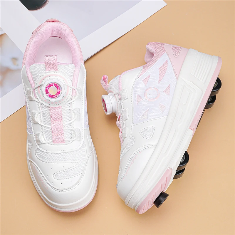 Children Roller Shoes Fashion Parkour Deformation Semi Professional Girls Boys Skate Shoes School Urban Running Outdoor Sneakers