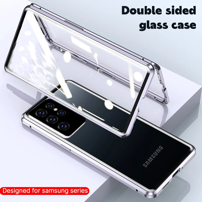 Double Sided Glass Case For Samsung Galaxy S22 S21 S20 S10 S9 Note 20 10 9 Plus Ultra Note20Ultra S10E Phone Magnetic Cover