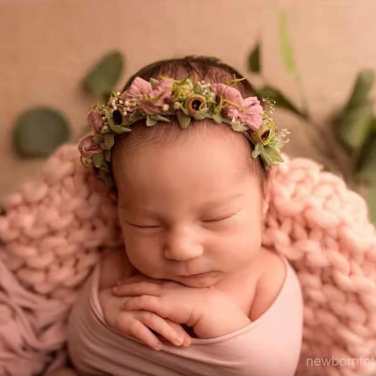 Shining Newborn Photography Headwear Headband Baby Children Photography Props Hairband Headflower True Flower Eternal Flower