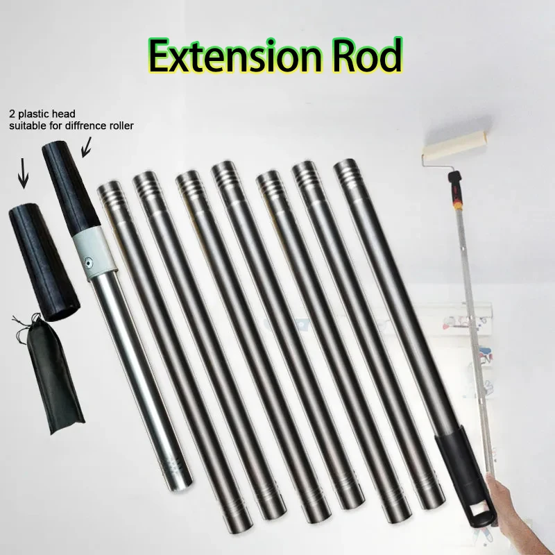 5 Sections/2.3m Paint Roller Extension Pole Stainless steel Paint Telescopic Stick detachable Cleaning Rod Painting handle Tools