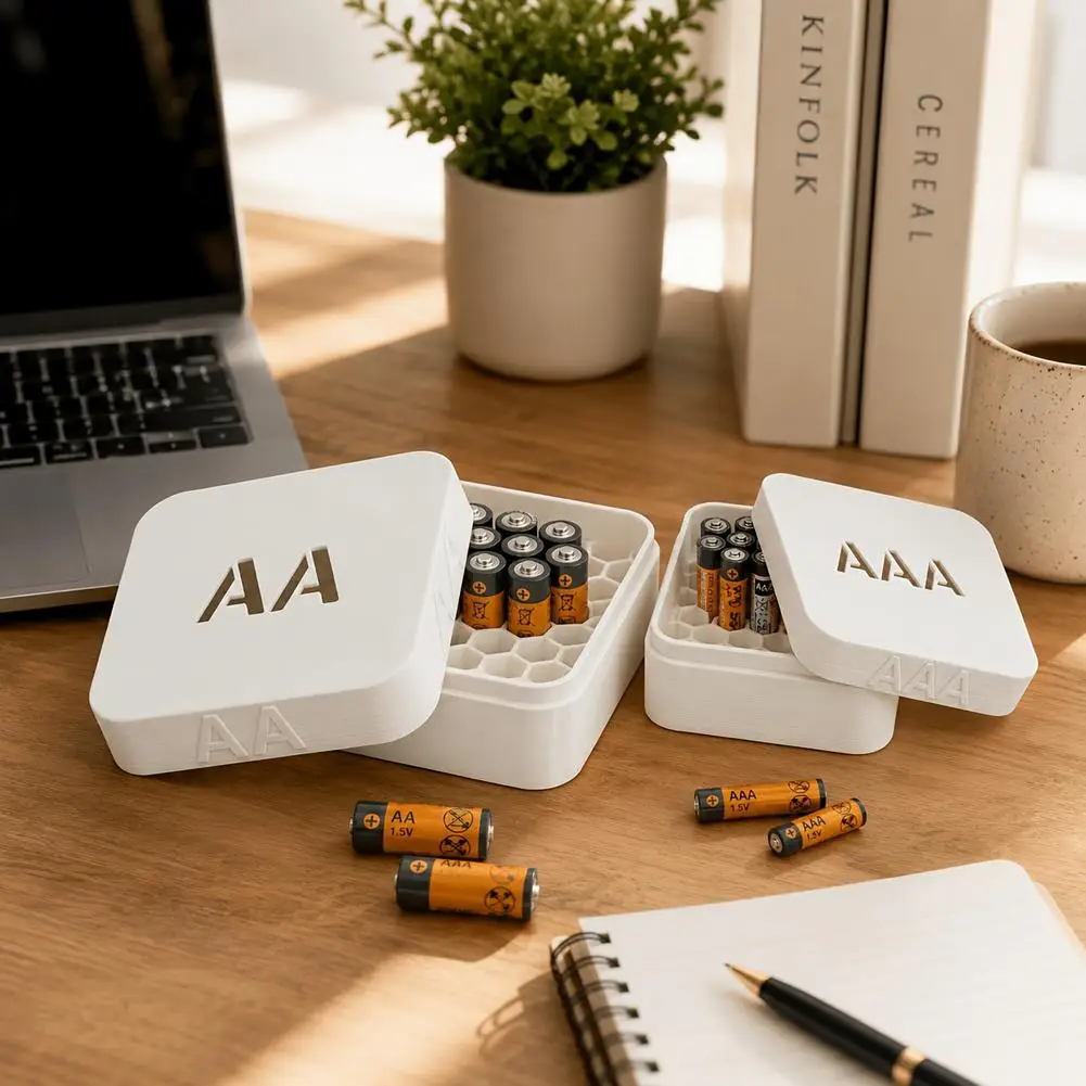 27-Fach-Aufbewahrungsbox für AA- und AAA-Batterien, Wabenförmiger Batterie-Organizer, Tragbarer Staubdichter Behälter mit Schutzdeckel – Detail 7