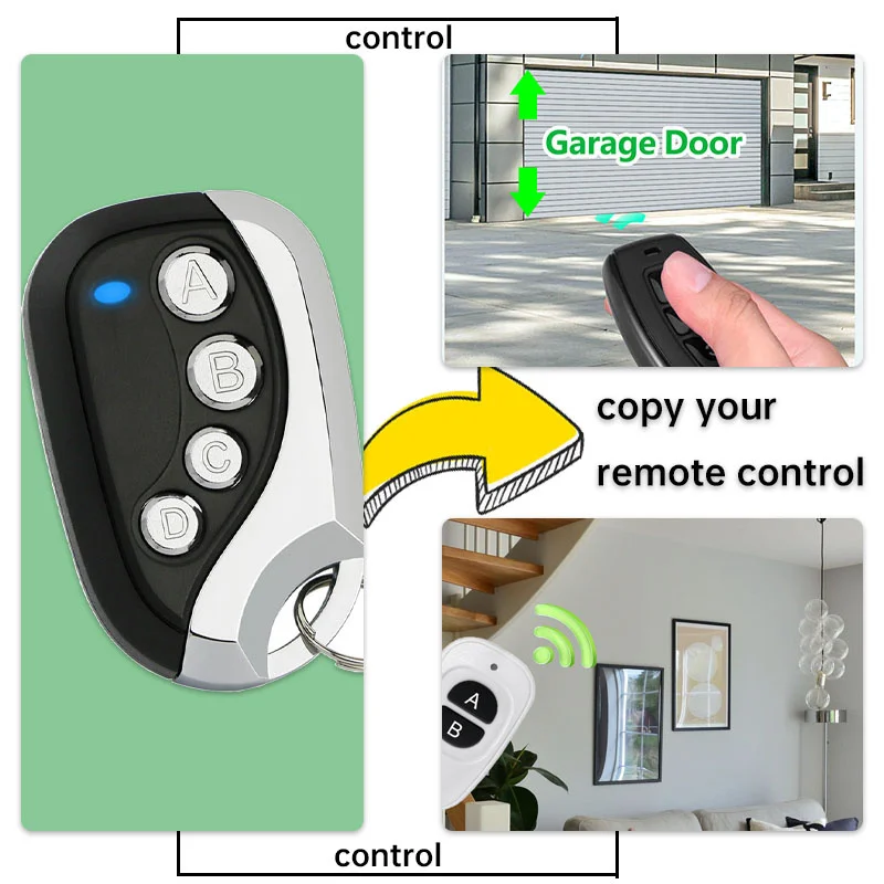 433MHz Smart Copy Duplicator Remote Control RF Wireless 4 Button Electric Garage Door Gate Remote  Transmitter