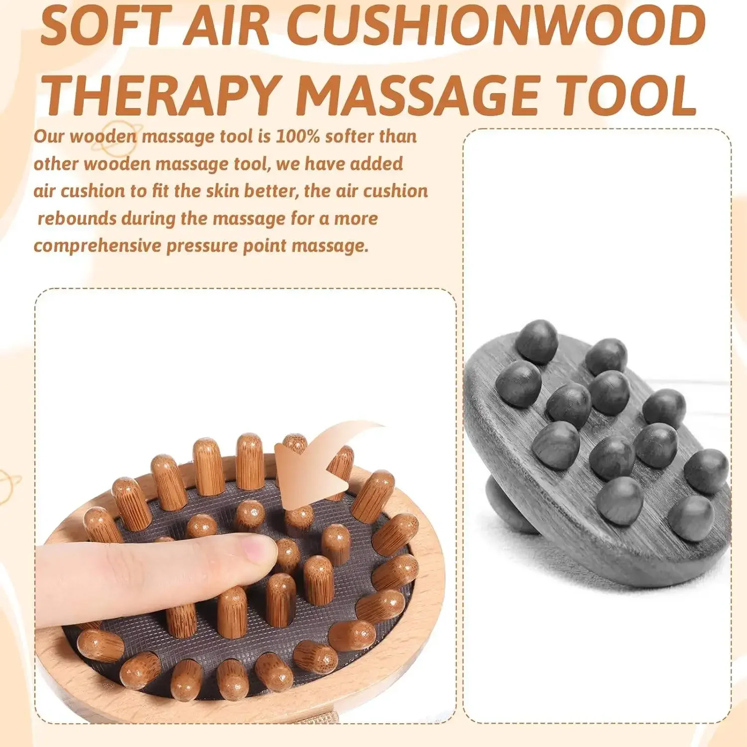 Body Anti Cellulite Brush Soothing Wooden Essential Oil Spa Air Cushion Massage Hair Comb Scalp Massage Brush Dead Skin Remover