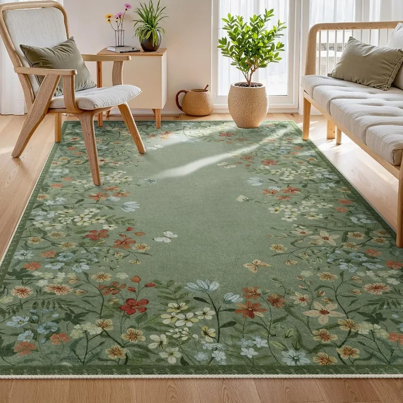 Rug for Bedroom Floral Print Area Living Room Carpet Non-Slip Machine Washable Floor Mat Soft Bedside Rugs Ковер Tapis Alfombra - Image 4