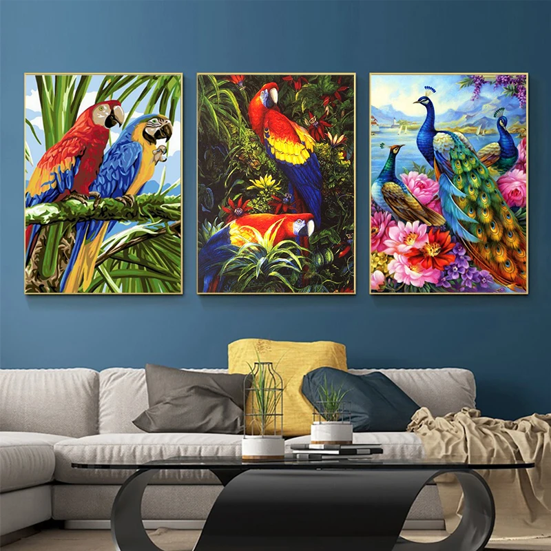 Parrot 5D Diamond Painting Animal Sparrow Diamond Mosaic Bird Rhinestone Embroidery Full Round Drill Cross Stitch Kit