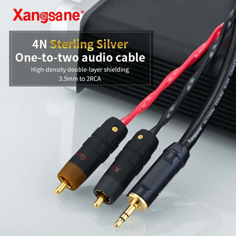 

Xangsane sterling silver 4N audio cable one point two 3.5mm to 2RCA double lotus conversion head desktop host to power amplifier