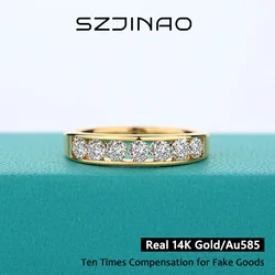 14K Gold Sparkling Moissanite Diamond Ring 3MM 0.1CT*7 Fashionable Luxury Ring for Women Anniversary Wedding Christmas Gifts
