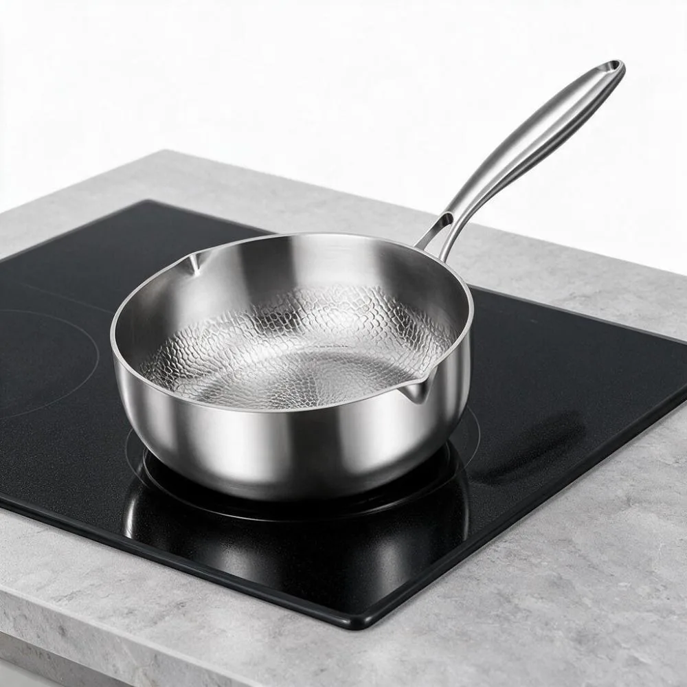 Health Titanium-coated Milk Pot Multilayer Composite Steel Scratch Resistant Snow-flat Pan Non-stick Single Saucepan Soup