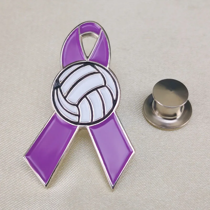 General Cancer Awareness Soccer Basketball Volleyball Golf Ball Belly Dancer Motorcycle Walk Running Lavender Ribbon Lapel Pins