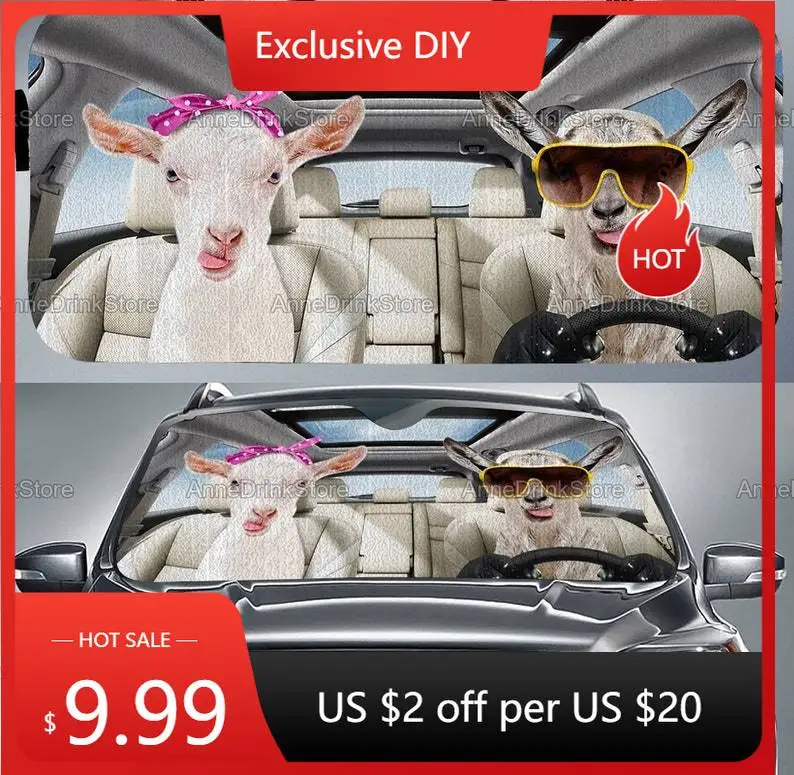 

Goat Car Sun Shade, Goat Car Accessories, Goat Car Decoration, Gift For Her, Gift For Mom, Car Decoration, Goat Lovers PHT202006