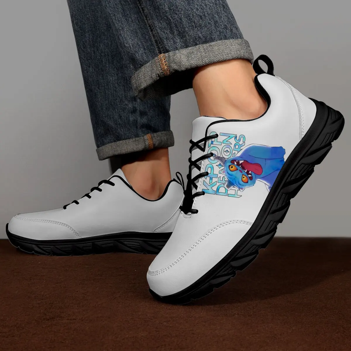 

White Sneakers with KPOP Demon Friends Graphic Print Men Shoes Autumn Walking Sneakers Leisure Male Leather Sports Shoes