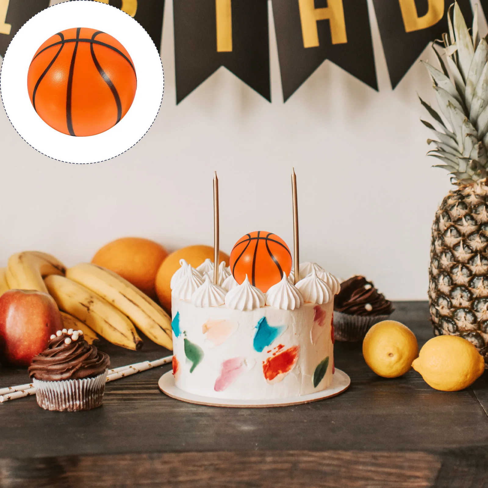 

12 Pcs Cake Topper Basketball Cupcake Toppers for Boys Paper Engagement Basketballs