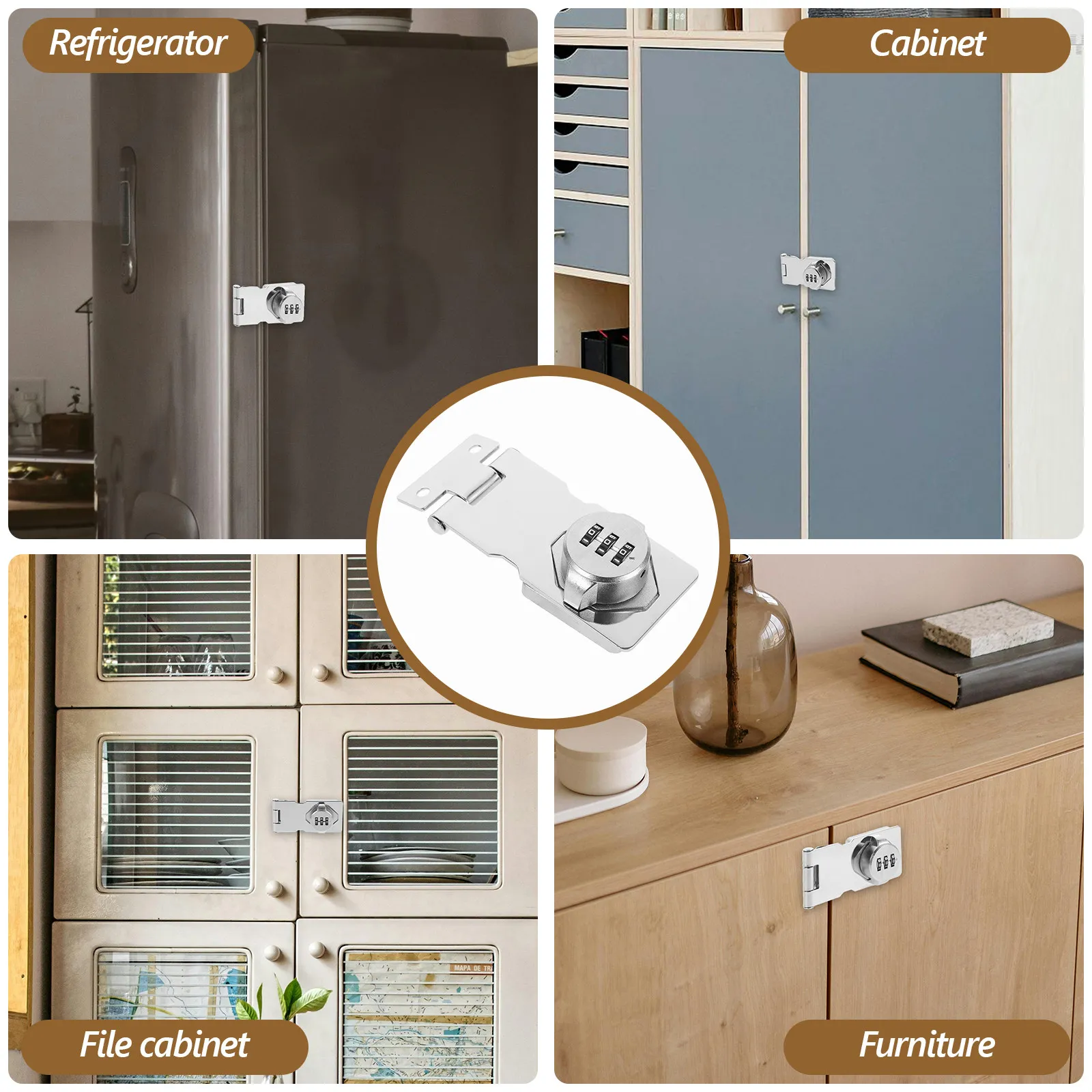 Cabinet Combination Lock Stable Zinc Alloy Mechanical Coded Lock for Drawer File Locker Anti-Theft Password Security