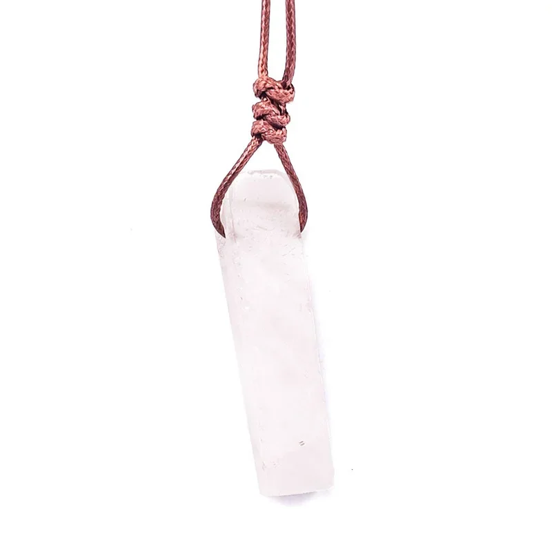 Brown Rope Woven Irregular Agates Strips Stone Pendant Healing Crystal Quartz Pillar Necklace Jewelry Women Men