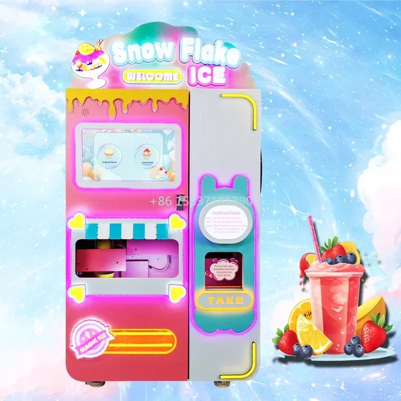 Automatic Snowflake Vending Machine Airport Station Snowflake Ice Cream Making Machine Slush Cold Frozen Ice Cream Make Machine