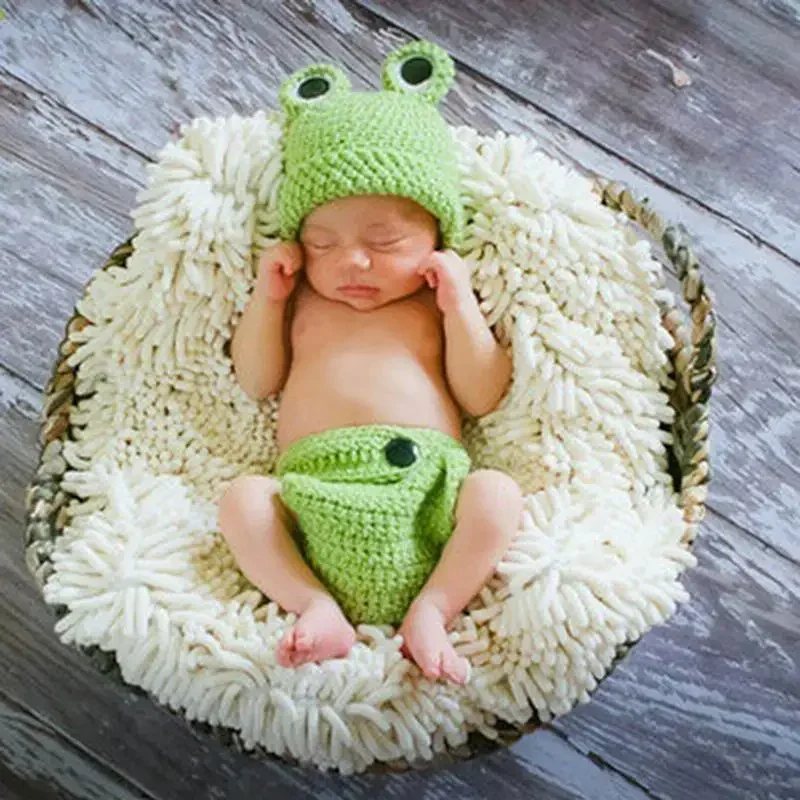 Newborn Baby Photography Props Boy Girls Photo Shoot Props Outfits Crochet Knitted Costume Unisex Cute Infant Hat Pants