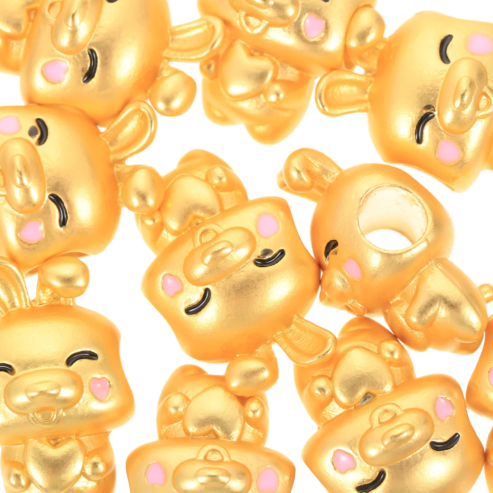 

10Pcs Bunny Shaped Beads Alloy DIY Jewelry Making Supplies for Necklaces Bracelets Hair Accessories Craft Ornament