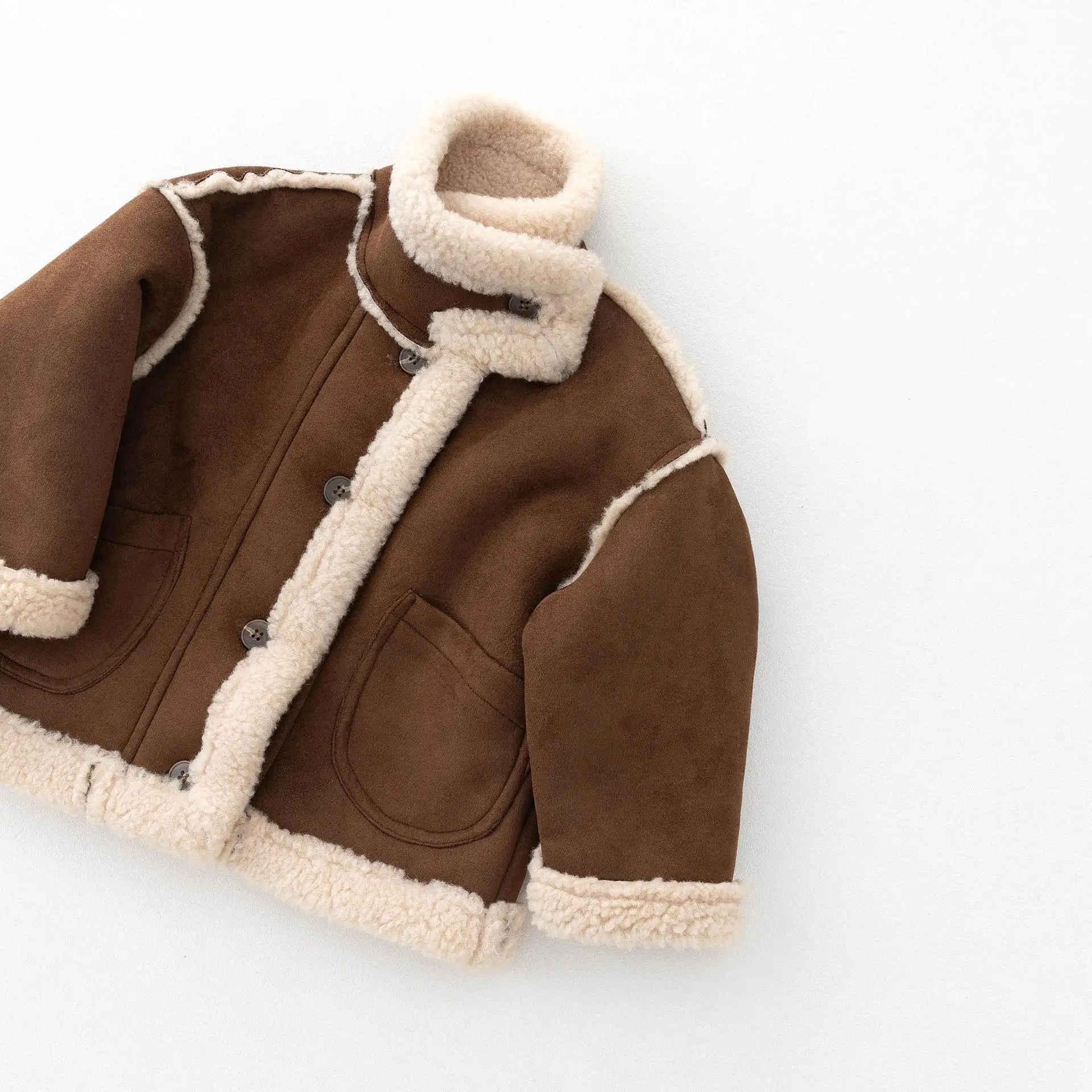 2026 Winter New Children Plus Velvet Thick Coat Boys Girls Lambswool Coat Baby Cotton Padded Jacket Kids Warm Clothes