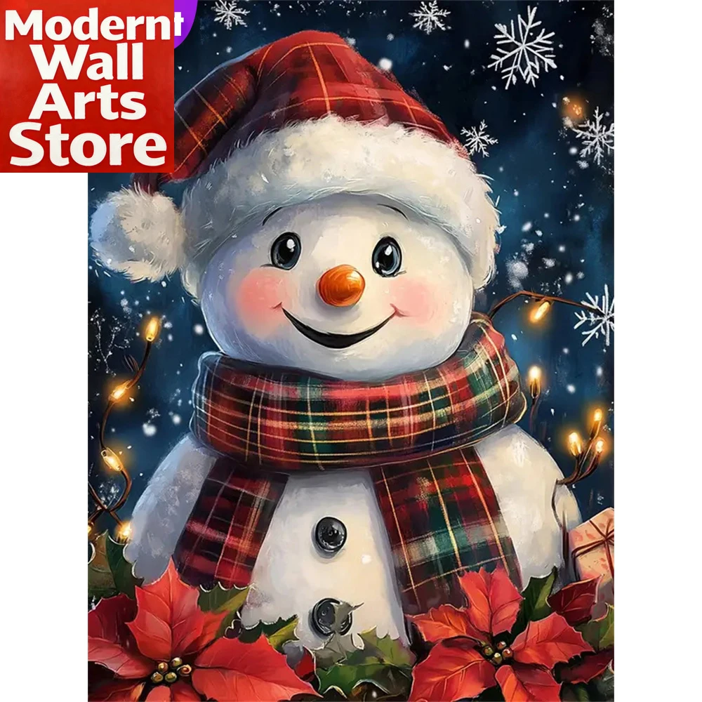 

Алмазная мозаика Momoart DIY: Картина «Снеговик и пейзаж» со стразами, зимняя вышивка, подарок на Рождество и Новый год
