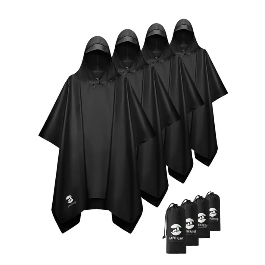 

Hooded Rain Poncho Waterproof Raincoat Jacket for Men Women Adults