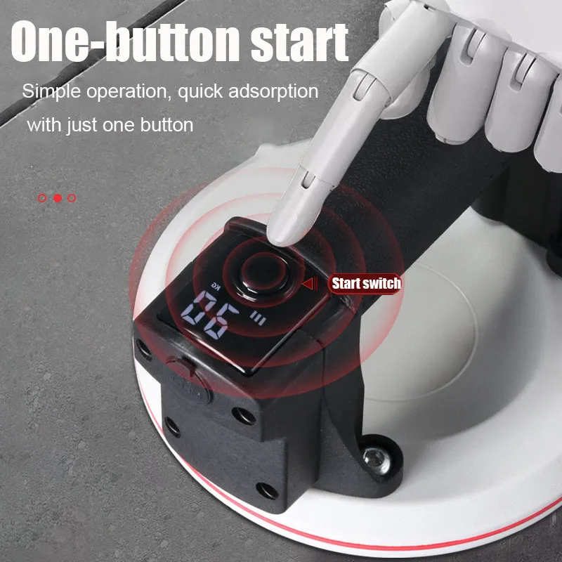 200kg Load Industrial Grade Electric Vacuum Suction Cup Heavy Lifter Granite Glass Tile Suckers Lifting Tool 2000mAH Box Package