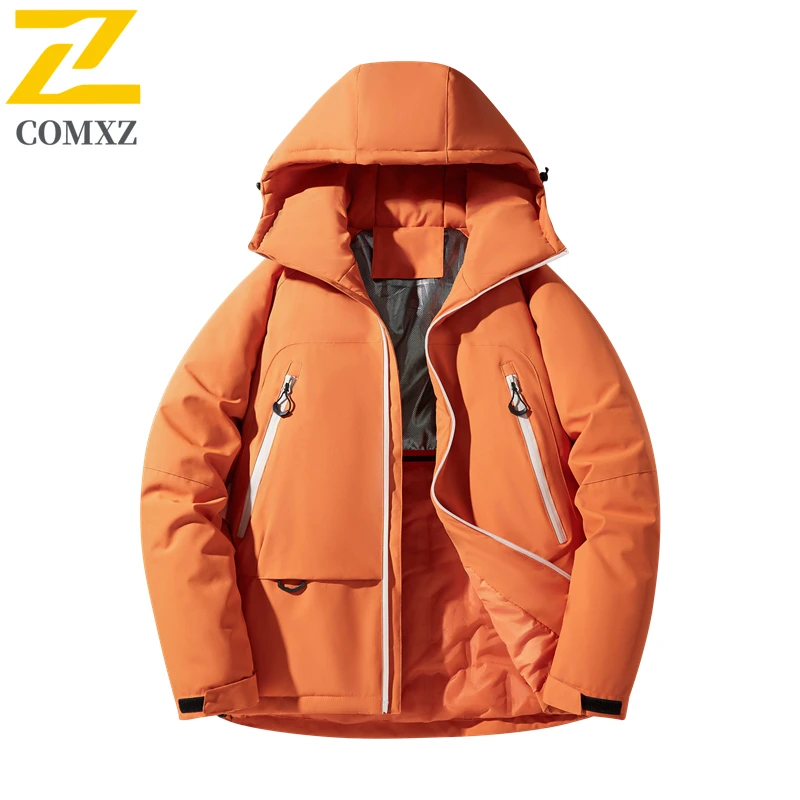 Kurtka bawełniana dla par, edycja 2025, aksamitna, pogrubiona, chroniąca przed zimnem, ciepła kurtka puchowa z kapturem, kurtka bawełniana na kemping, do jazdy na nartach.