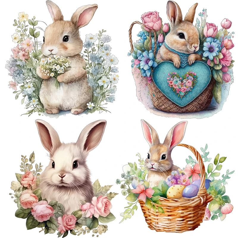 Three Ratels QD156 lovely rabbit watercolor animal stickers self-adhesive room decoration wall stickers