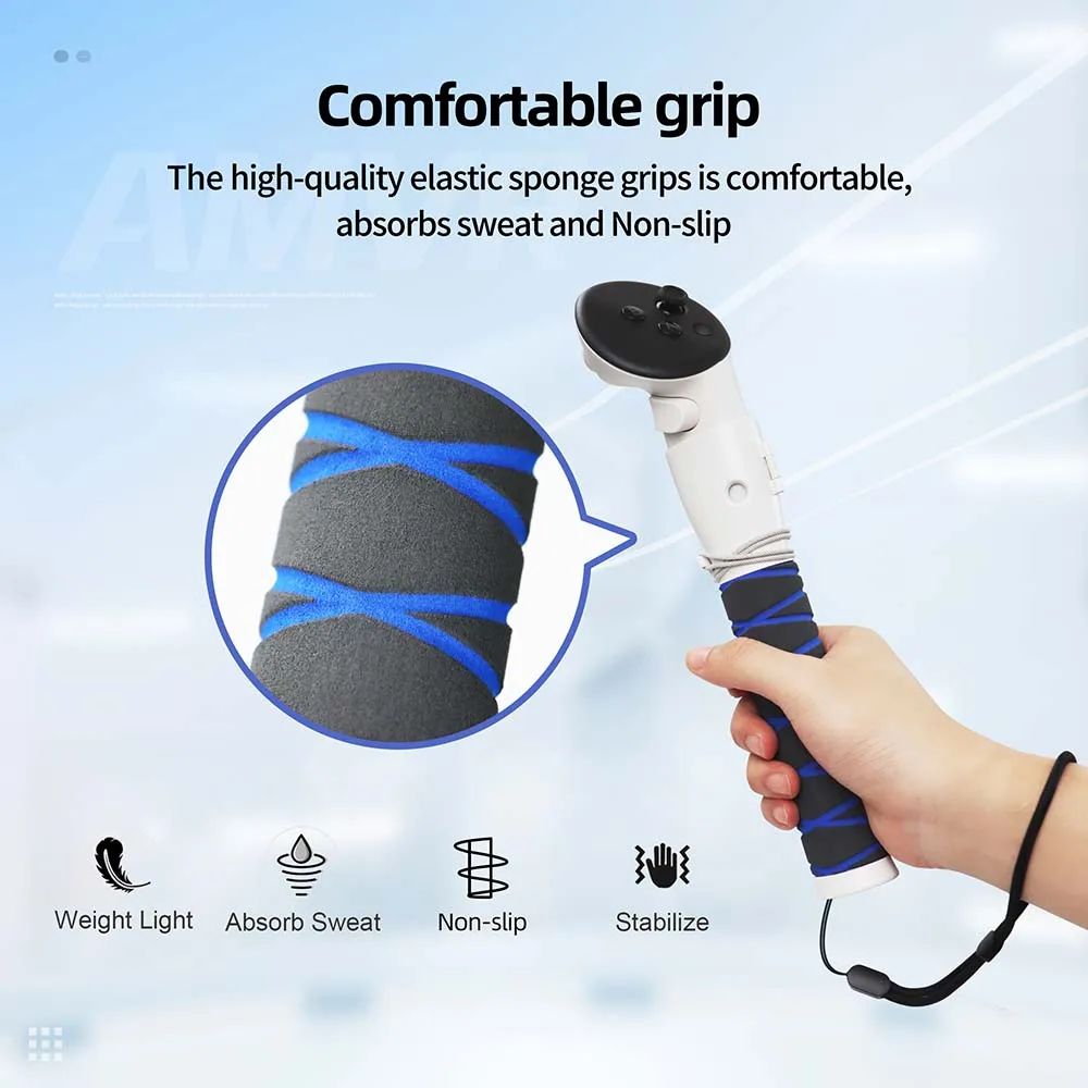 AMVR 3-In-1 Extendsion Grips for Meta/Oculus Quest 3 Controller for Beat Saber Gorilla Tag Golf+ Supernatural VR Gaming Part