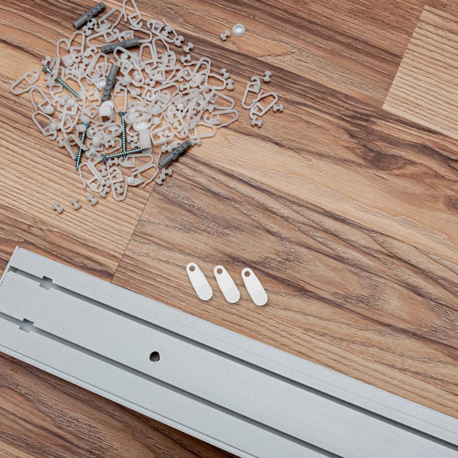 

100pcs Plastic Curtain Track Glider Hooks White Silent Ceiling Sliding Rollers Non-Drill Adhesive Curtain Accessories Easy