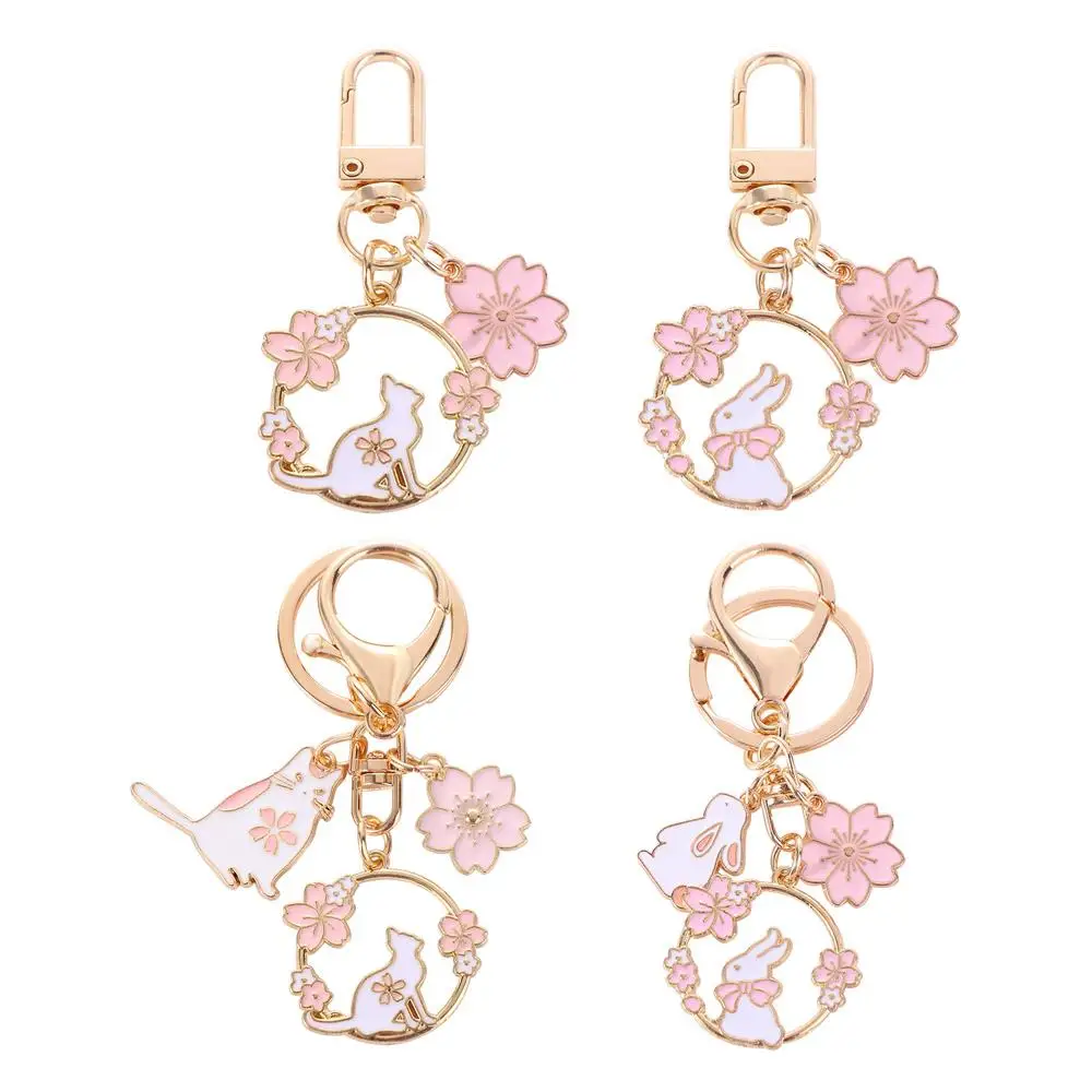 Accessories Interior Accessories Packaging Decoration Headset Pendant Bag Pendants Key Rings Pink Sakura Rabbit Cat Keychain