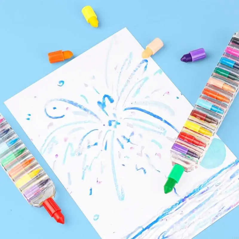 K1AA wasbare peuter Crayon 8 kleurolie Pastels stapelen bouwstenen Crayon Pen