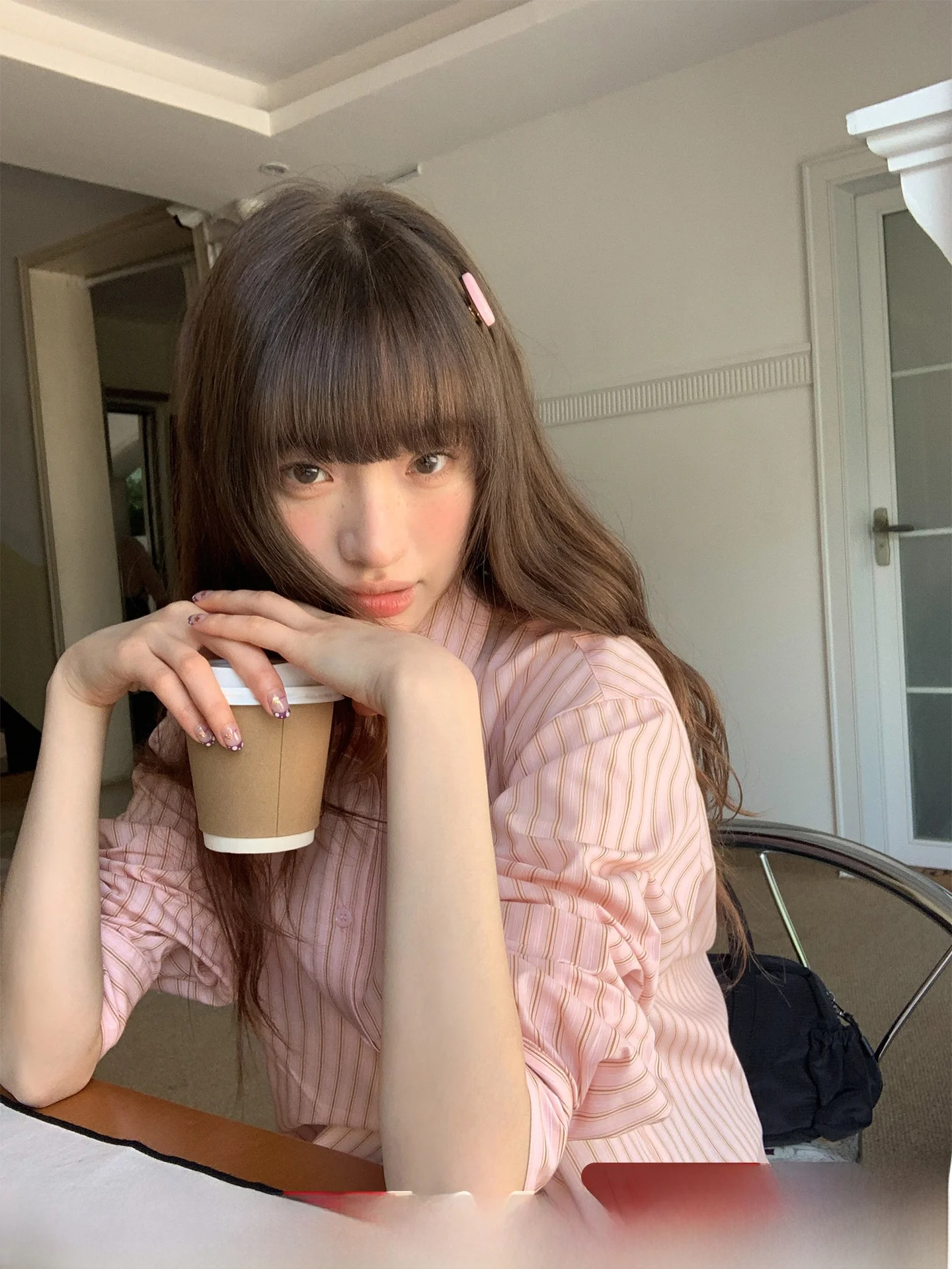 

Женская корейская полосатая рубашка Laid-ba с длинным рукавом, в стиле Color Block, повседневная, для отдыха, Double Berry Cannon, с воротником, стандартный крой