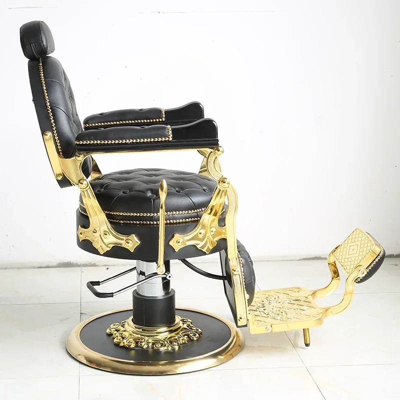 

Unique black gold antique classic recliner barber chair